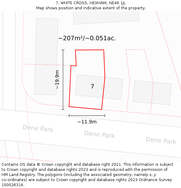 7, WHITE CROSS, HEXHAM, NE46 1JL: Plot and title map