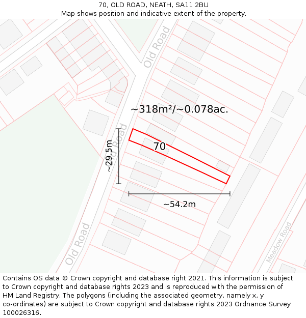 70, OLD ROAD, NEATH, SA11 2BU: Plot and title map