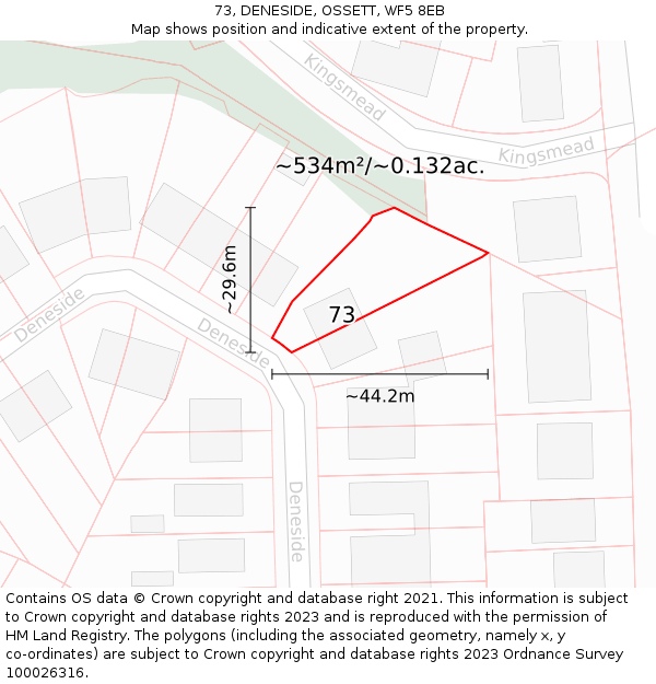 73, DENESIDE, OSSETT, WF5 8EB: Plot and title map