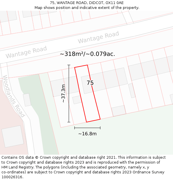 75, WANTAGE ROAD, DIDCOT, OX11 0AE: Plot and title map
