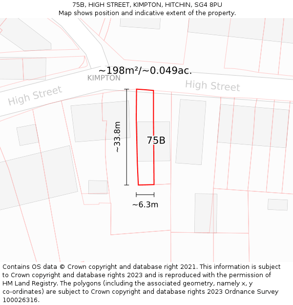 75B, HIGH STREET, KIMPTON, HITCHIN, SG4 8PU: Plot and title map