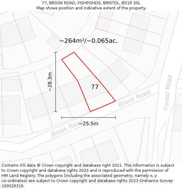 77, BROOK ROAD, FISHPONDS, BRISTOL, BS16 3SL: Plot and title map
