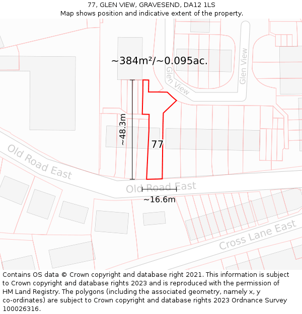77, GLEN VIEW, GRAVESEND, DA12 1LS: Plot and title map