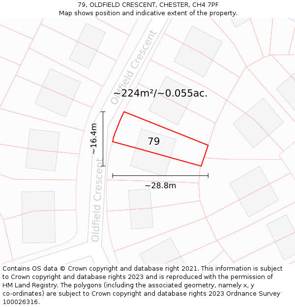 79, OLDFIELD CRESCENT, CHESTER, CH4 7PF: Plot and title map