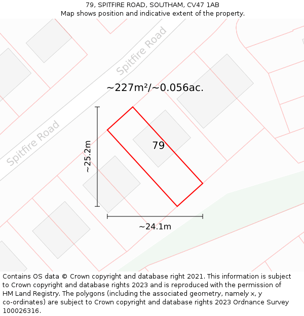 79, SPITFIRE ROAD, SOUTHAM, CV47 1AB: Plot and title map