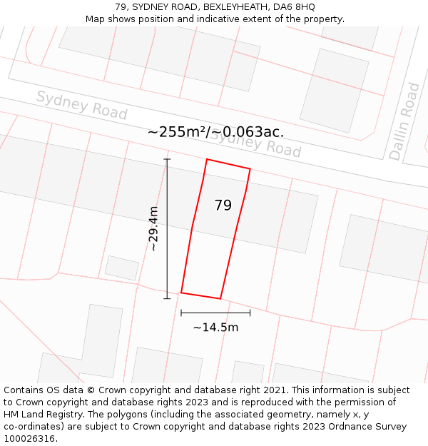 79, SYDNEY ROAD, BEXLEYHEATH, DA6 8HQ: Plot and title map