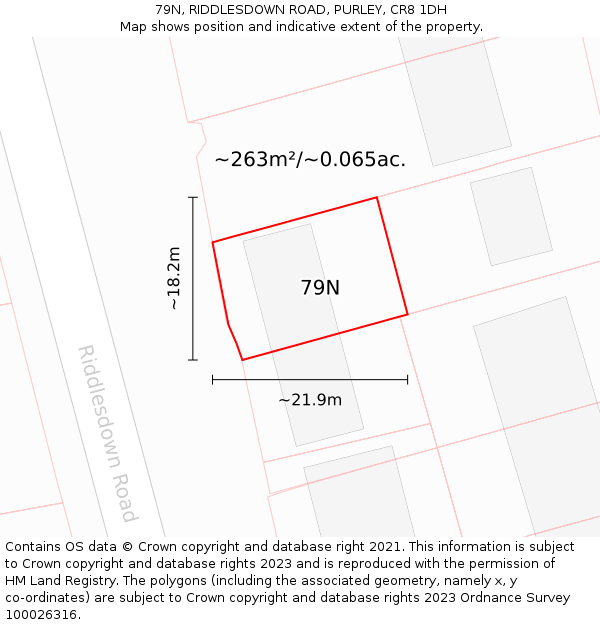 79N, RIDDLESDOWN ROAD, PURLEY, CR8 1DH: Plot and title map