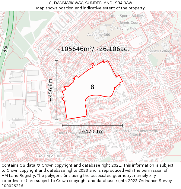 8, DANMARK WAY, SUNDERLAND, SR4 9AW: Plot and title map