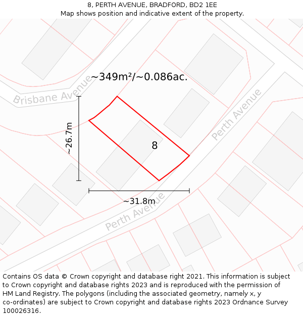 8, PERTH AVENUE, BRADFORD, BD2 1EE: Plot and title map