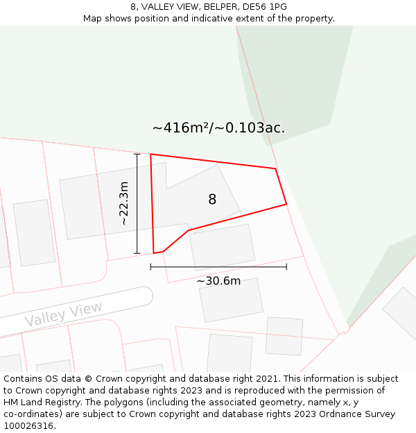 8, VALLEY VIEW, BELPER, DE56 1PG: Plot and title map