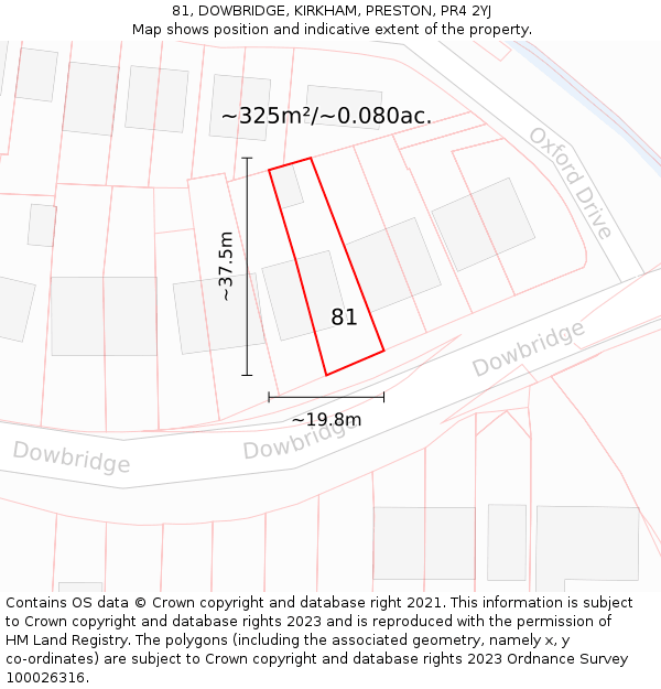 81, DOWBRIDGE, KIRKHAM, PRESTON, PR4 2YJ: Plot and title map