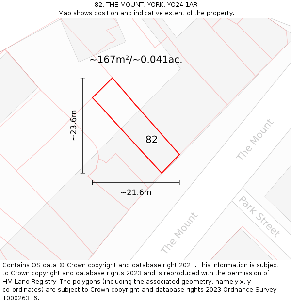 82, THE MOUNT, YORK, YO24 1AR: Plot and title map
