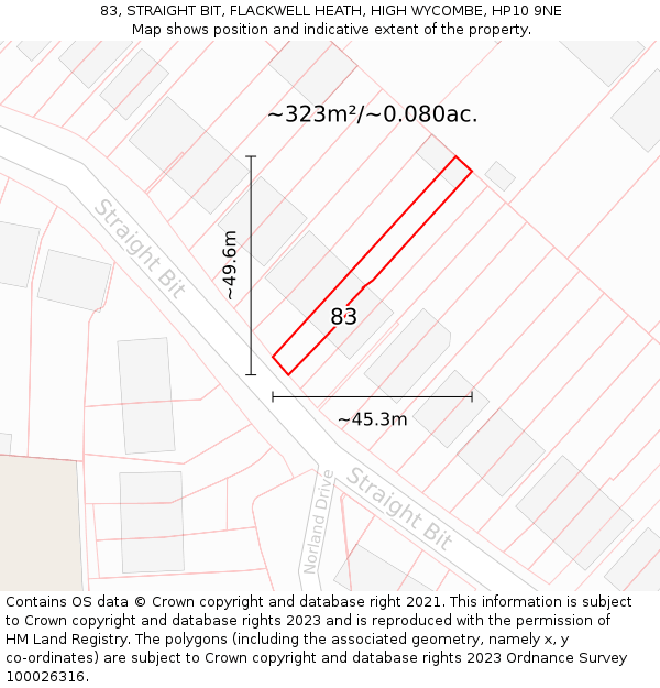 83, STRAIGHT BIT, FLACKWELL HEATH, HIGH WYCOMBE, HP10 9NE: Plot and title map