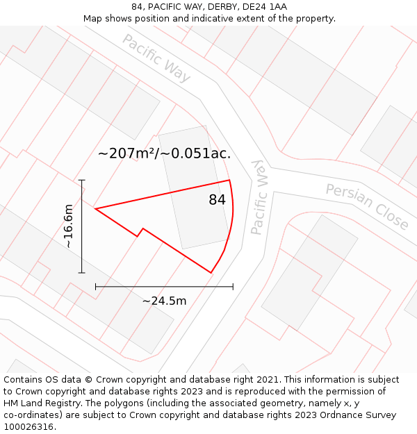84, PACIFIC WAY, DERBY, DE24 1AA: Plot and title map