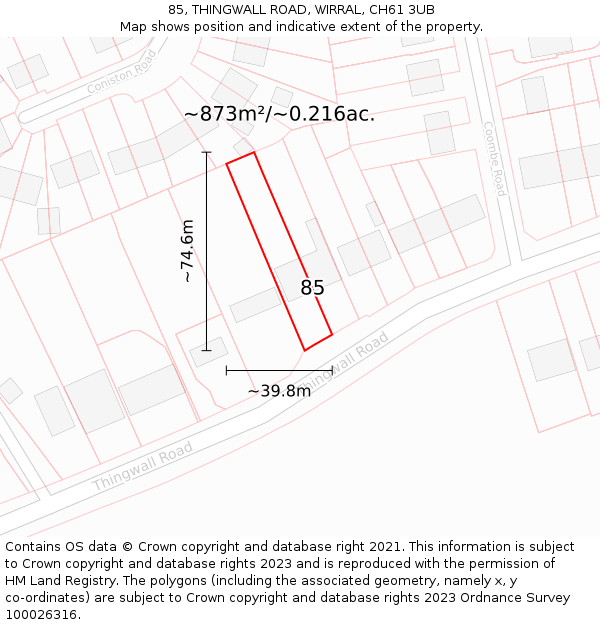 85, THINGWALL ROAD, WIRRAL, CH61 3UB: Plot and title map