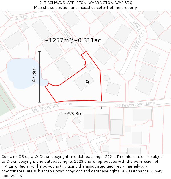 9, BIRCHWAYS, APPLETON, WARRINGTON, WA4 5DQ: Plot and title map