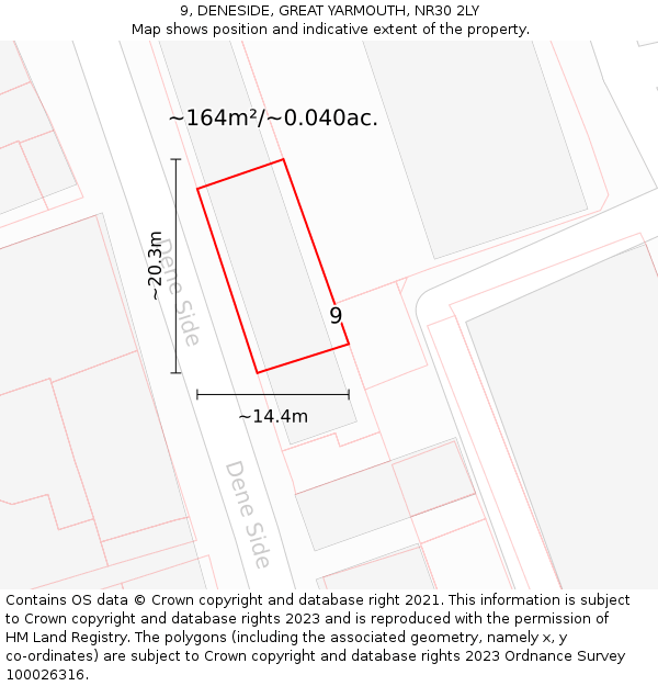 9, DENESIDE, GREAT YARMOUTH, NR30 2LY: Plot and title map
