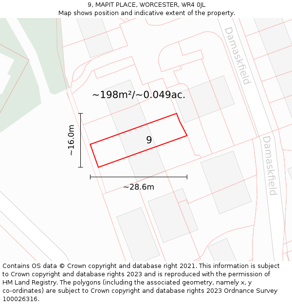 9, MAPIT PLACE, WORCESTER, WR4 0JL: Plot and title map