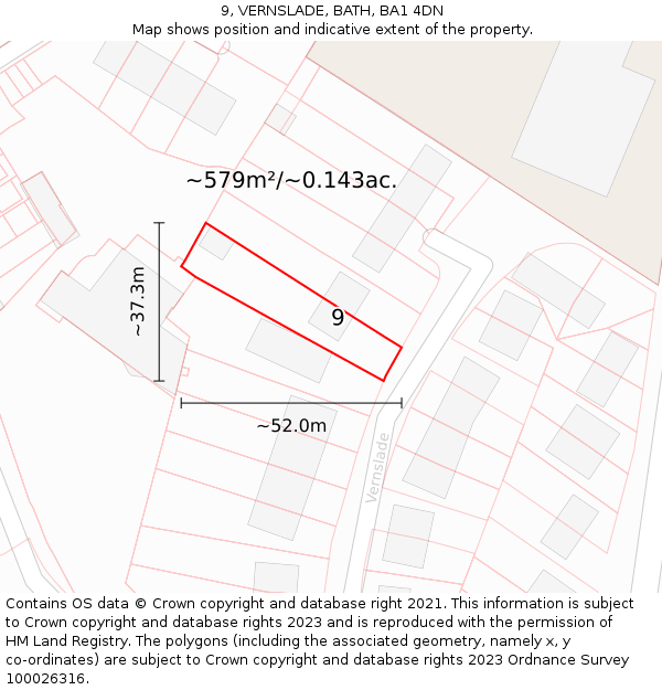 9, VERNSLADE, BATH, BA1 4DN: Plot and title map