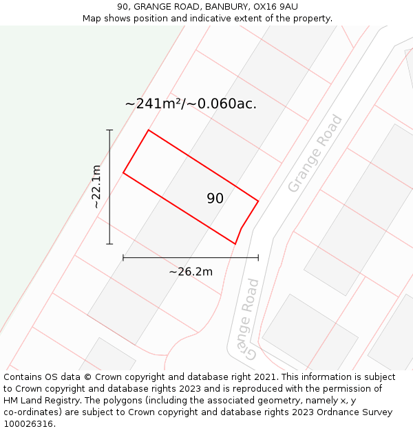 90, GRANGE ROAD, BANBURY, OX16 9AU: Plot and title map