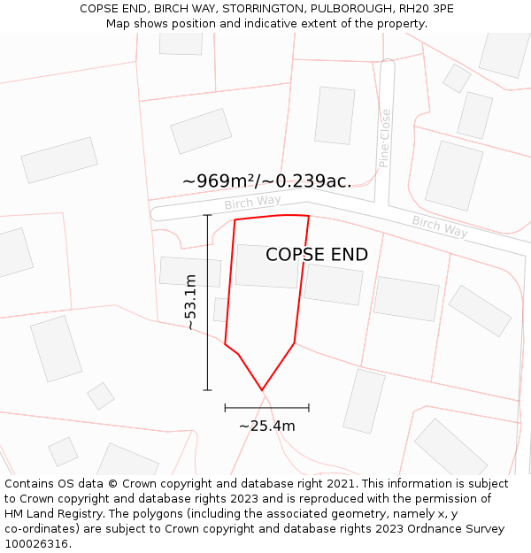 COPSE END, BIRCH WAY, STORRINGTON, PULBOROUGH, RH20 3PE: Plot and title map