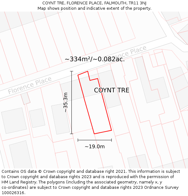 COYNT TRE, FLORENCE PLACE, FALMOUTH, TR11 3NJ: Plot and title map