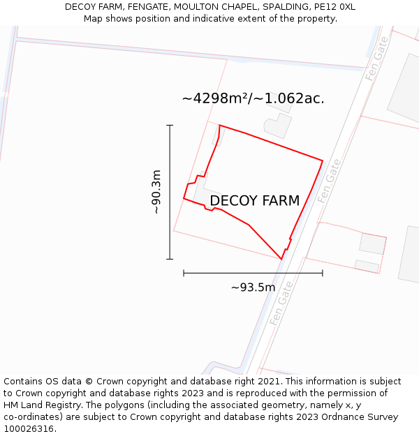 DECOY FARM, FENGATE, MOULTON CHAPEL, SPALDING, PE12 0XL: Plot and title map