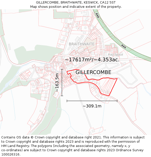GILLERCOMBE, BRAITHWAITE, KESWICK, CA12 5ST: Plot and title map