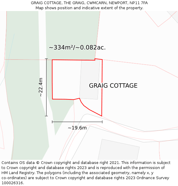 GRAIG COTTAGE, THE GRAIG, CWMCARN, NEWPORT, NP11 7FA: Plot and title map