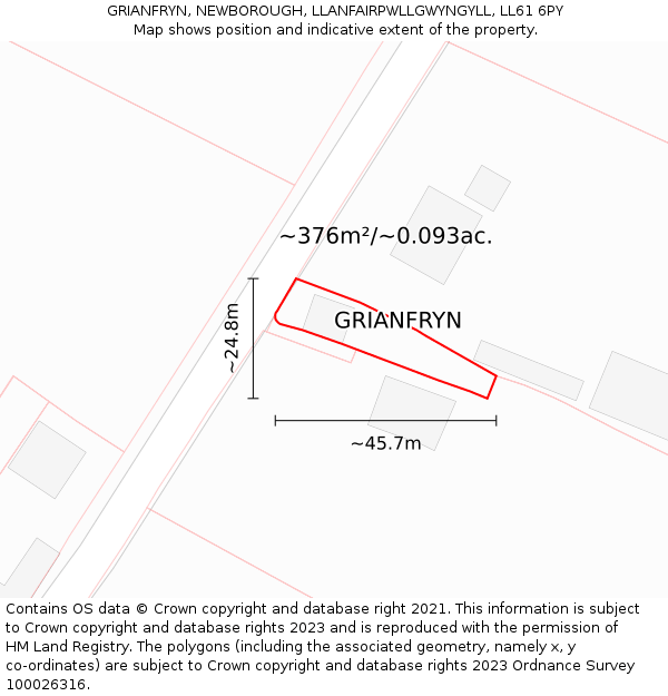 GRIANFRYN, NEWBOROUGH, LLANFAIRPWLLGWYNGYLL, LL61 6PY: Plot and title map