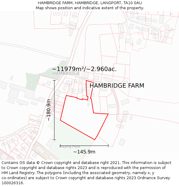 HAMBRIDGE FARM, HAMBRIDGE, LANGPORT, TA10 0AU: Plot and title map