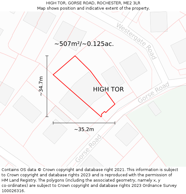 HIGH TOR, GORSE ROAD, ROCHESTER, ME2 3LR: Plot and title map