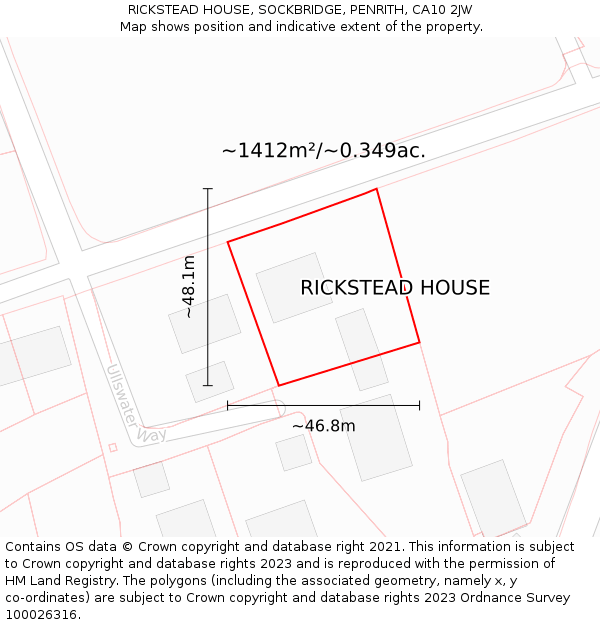 RICKSTEAD HOUSE, SOCKBRIDGE, PENRITH, CA10 2JW: Plot and title map