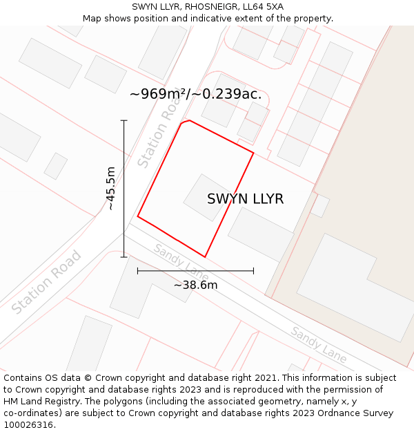 SWYN LLYR, RHOSNEIGR, LL64 5XA: Plot and title map