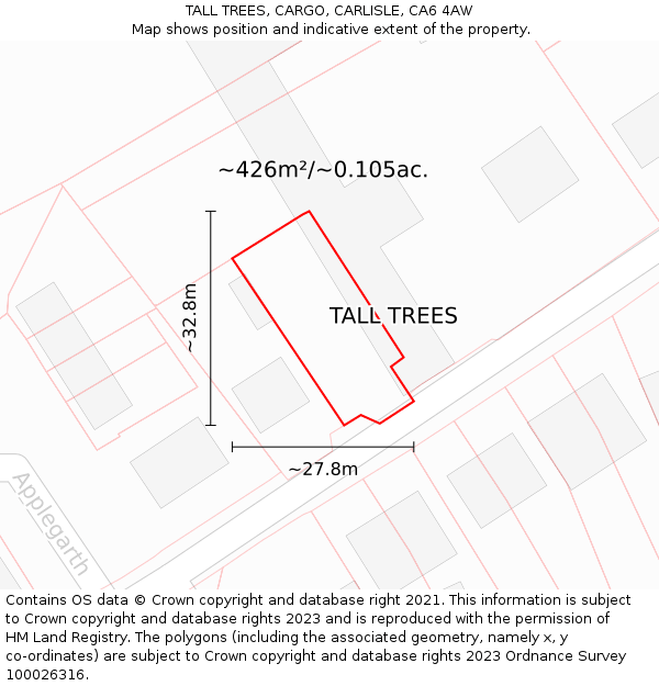 TALL TREES, CARGO, CARLISLE, CA6 4AW: Plot and title map
