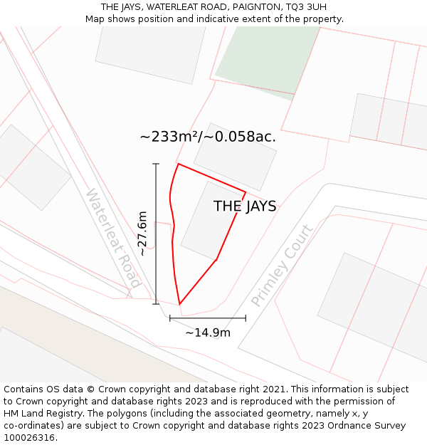 THE JAYS, WATERLEAT ROAD, PAIGNTON, TQ3 3UH: Plot and title map