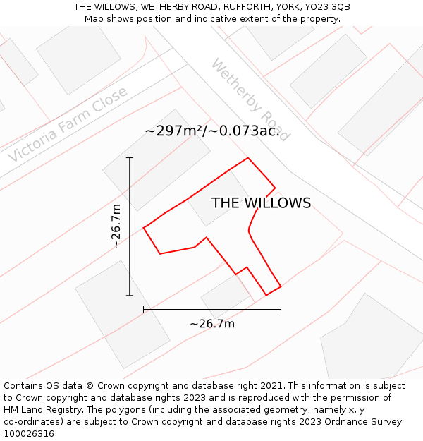 THE WILLOWS, WETHERBY ROAD, RUFFORTH, YORK, YO23 3QB: Plot and title map