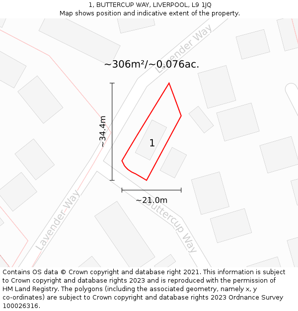 1, BUTTERCUP WAY, LIVERPOOL, L9 1JQ: Plot and title map