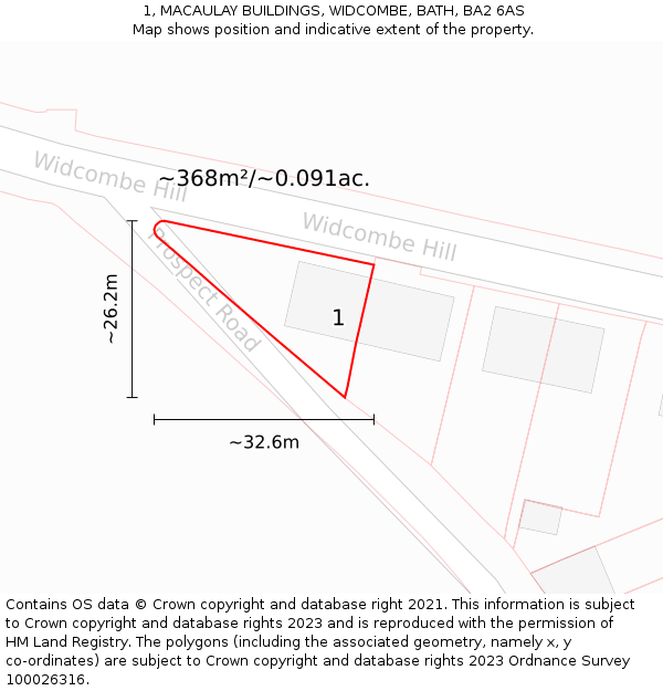 1, MACAULAY BUILDINGS, WIDCOMBE, BATH, BA2 6AS: Plot and title map
