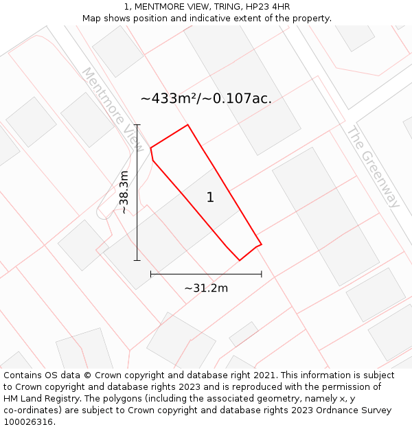 1, MENTMORE VIEW, TRING, HP23 4HR: Plot and title map