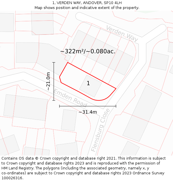 1, VERDEN WAY, ANDOVER, SP10 4LH: Plot and title map