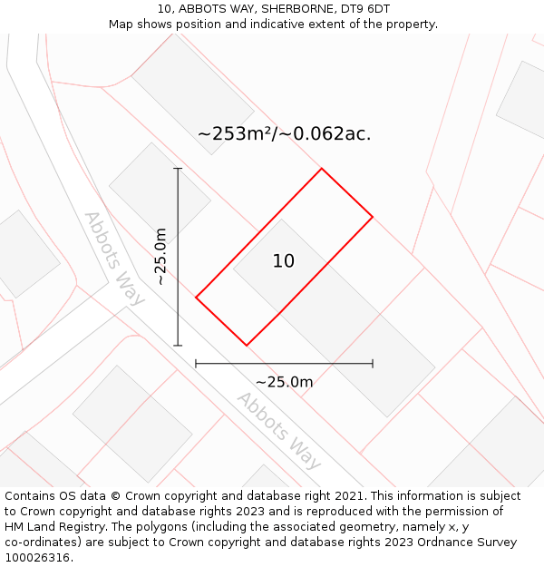 10, ABBOTS WAY, SHERBORNE, DT9 6DT: Plot and title map