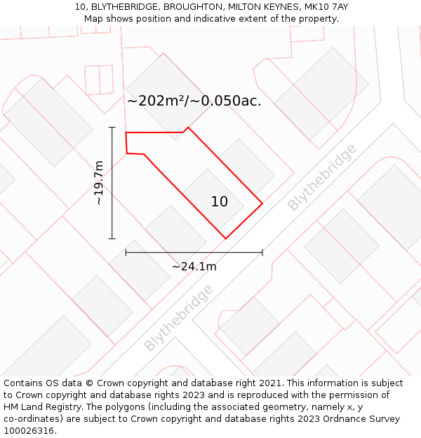 10, BLYTHEBRIDGE, BROUGHTON, MILTON KEYNES, MK10 7AY: Plot and title map