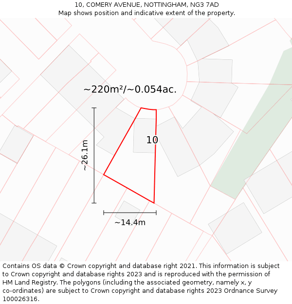 10, COMERY AVENUE, NOTTINGHAM, NG3 7AD: Plot and title map
