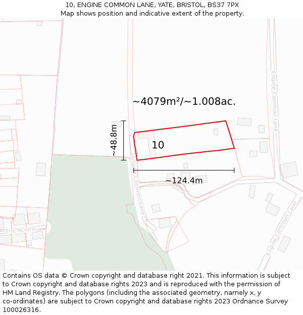 10, ENGINE COMMON LANE, YATE, BRISTOL, BS37 7PX: Plot and title map