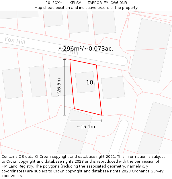 10, FOXHILL, KELSALL, TARPORLEY, CW6 0NR: Plot and title map