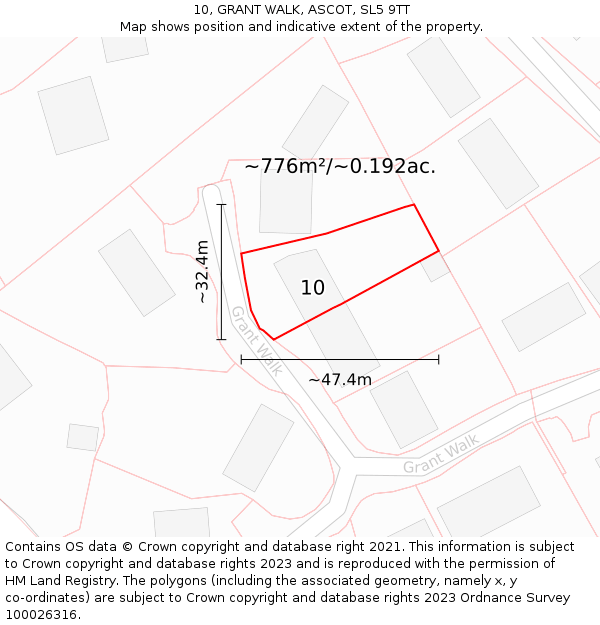 10, GRANT WALK, ASCOT, SL5 9TT: Plot and title map