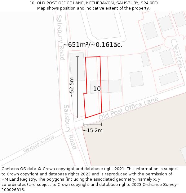 10, OLD POST OFFICE LANE, NETHERAVON, SALISBURY, SP4 9RD: Plot and title map