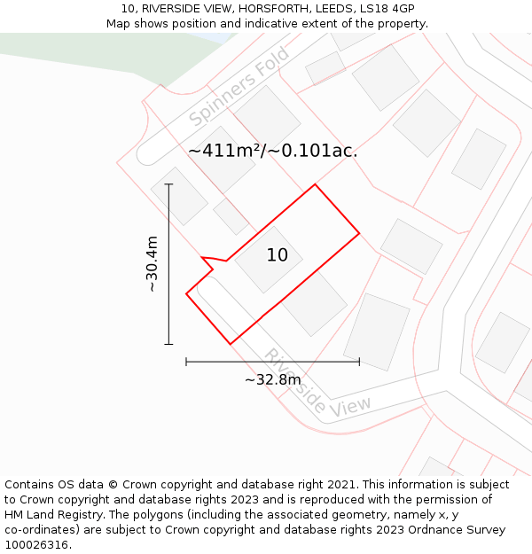 10, RIVERSIDE VIEW, HORSFORTH, LEEDS, LS18 4GP: Plot and title map