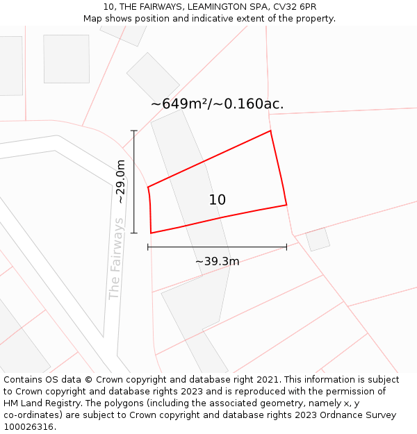 10, THE FAIRWAYS, LEAMINGTON SPA, CV32 6PR: Plot and title map